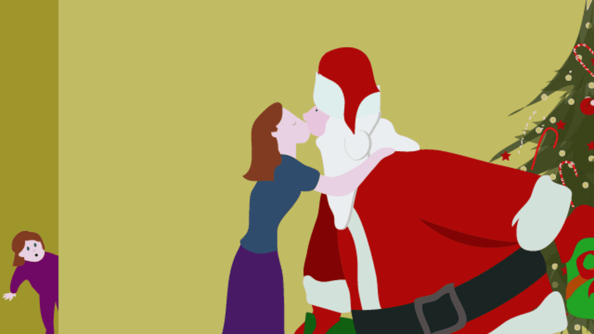Mommy kissing Santa
