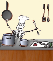 skeleton in kitchen